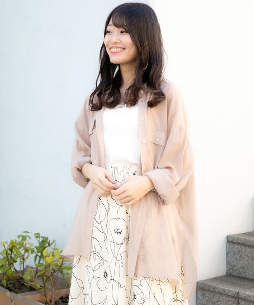 VANNIE U（ヴァニーユー）の「シアーオーバーシャツ（シャツ/ブラウス・レディース・アイボリー/ベージュ/ブルー/ピンク/ブラウン・FREE）」の6枚目の写真