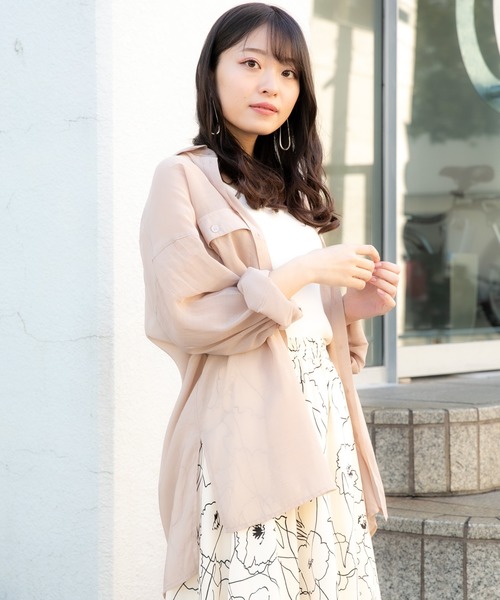 VANNIE U（ヴァニーユー）の「シアーオーバーシャツ（シャツ/ブラウス・レディース・アイボリー/ベージュ/ブルー/ピンク/ブラウン・FREE）」の8枚目の写真
