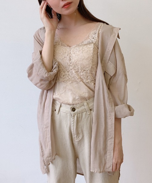 VANNIE U（ヴァニーユー）の「シアーオーバーシャツ（シャツ/ブラウス・レディース・ピンク/アイボリー/ベージュ/ブルー/ブラウン・FREE）」の16枚目の写真