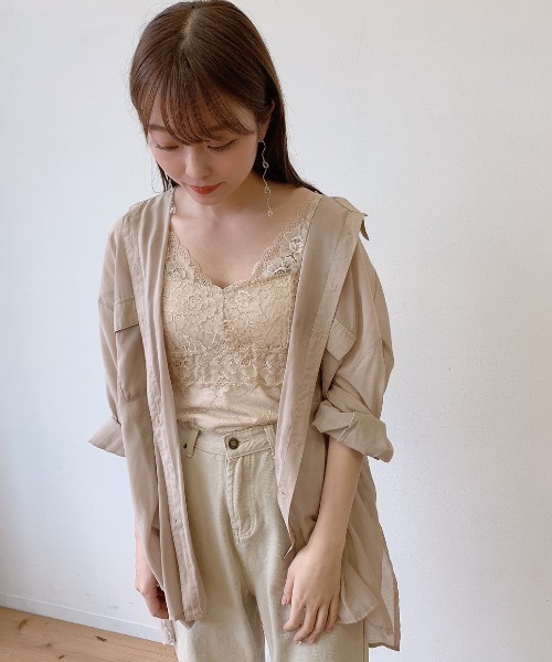 VANNIE U（ヴァニーユー）の「シアーオーバーシャツ（シャツ/ブラウス・レディース・ピンク/アイボリー/ベージュ/ブルー/ブラウン・FREE）」の15枚目の写真