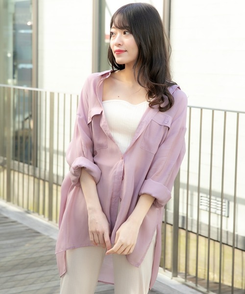 VANNIE U（ヴァニーユー）の「シアーオーバーシャツ（シャツ/ブラウス・レディース・アイボリー/ベージュ/ブルー/ピンク/ブラウン・FREE）」の17枚目の写真