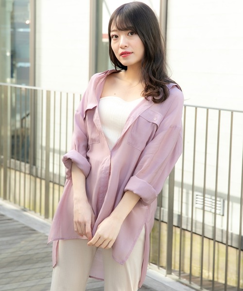 VANNIE U（ヴァニーユー）の「シアーオーバーシャツ（シャツ/ブラウス・レディース・アイボリー/ベージュ/ブルー/ピンク/ブラウン・FREE）」の18枚目の写真