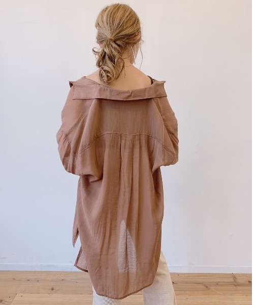 VANNIE U（ヴァニーユー）の「シアーオーバーシャツ（シャツ/ブラウス・レディース・ピンク/アイボリー/ベージュ/ブルー/ブラウン・FREE）」の18枚目の写真