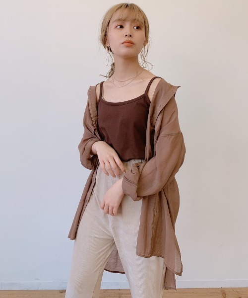 VANNIE U（ヴァニーユー）の「シアーオーバーシャツ（シャツ/ブラウス・レディース・ピンク/アイボリー/ベージュ/ブルー/ブラウン・FREE）」の17枚目の写真