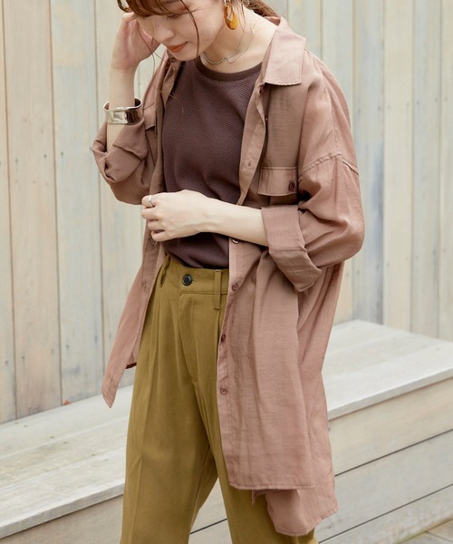 VANNIE U（ヴァニーユー）の「シアーオーバーシャツ（シャツ/ブラウス・レディース・ピンク/アイボリー/ベージュ/ブルー/ブラウン・FREE）」の21枚目の写真