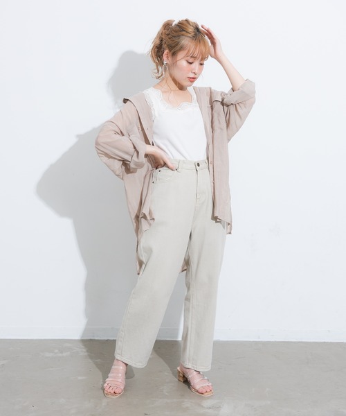 VANNIE U（ヴァニーユー）の「シアーオーバーシャツ（シャツ/ブラウス・レディース・ピンク/アイボリー/ベージュ/ブルー/ブラウン・FREE）」の6枚目の写真
