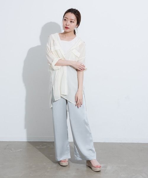 VANNIE U（ヴァニーユー）の「シアーオーバーシャツ（シャツ/ブラウス・レディース・ピンク/アイボリー/ベージュ/ブルー/ブラウン・FREE）」の12枚目の写真