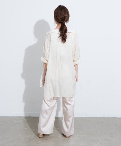 VANNIE U（ヴァニーユー）の「シアーオーバーシャツ（シャツ/ブラウス・レディース・ピンク/アイボリー/ベージュ/ブルー/ブラウン・FREE）」の10枚目の写真