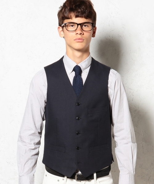 green label relaxing（グリーンレーベルリラクシング）の「□CTN BIRDS/EYE ベスト ◆（ベスト・メンズ・グレー/ネイビー・SMALL/LARGE/MEDIUM）」の9枚目の写真