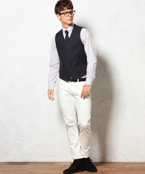 green label relaxing（グリーンレーベルリラクシング）の「□CTN BIRDS/EYE ベスト ◆（ベスト・メンズ・グレー/ネイビー・SMALL/LARGE/MEDIUM）」の6枚目の写真