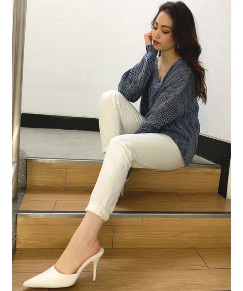 GYDA（ジェイダ）の「バッグレースアップペグトップデニムパンツ（デニムパンツ・レディース・オフホワイト/ブルー・SMALL/MEDIUM）」の7枚目の写真