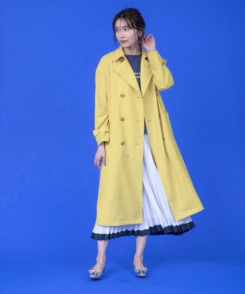 23区◉トレンチコート L イエロー ロング丈 ベルト付き きれいめ 春♡美品 Petit Honfleur（プチオンフルール）の「ロングトレンチコート
