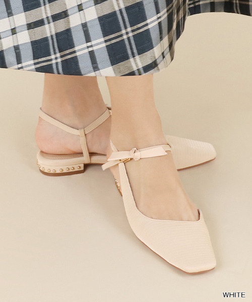RANDA（ランダ）の「2WAYアシメストラップパンプス（パンプス・レディース・ホワイト/ブラック/ピンク/パイソン・LL/M/L/S）」の2枚目の写真