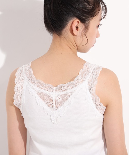 one after another NICE CLAUP（ワンアフターアナザーナイスクラップ）の「前後2wayレースインナー（タンクトップ・レディース・ブラック/ベージュ/オフホワイト/ブルー・FREE）」の15枚目の写真