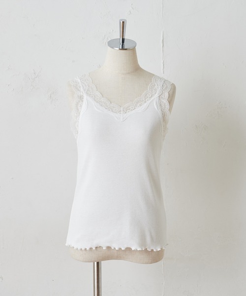 one after another NICE CLAUP（ワンアフターアナザーナイスクラップ）の「前後2wayレースインナー（タンクトップ・レディース・ブラック/ベージュ/オフホワイト/ブルー・FREE）」の5枚目の写真