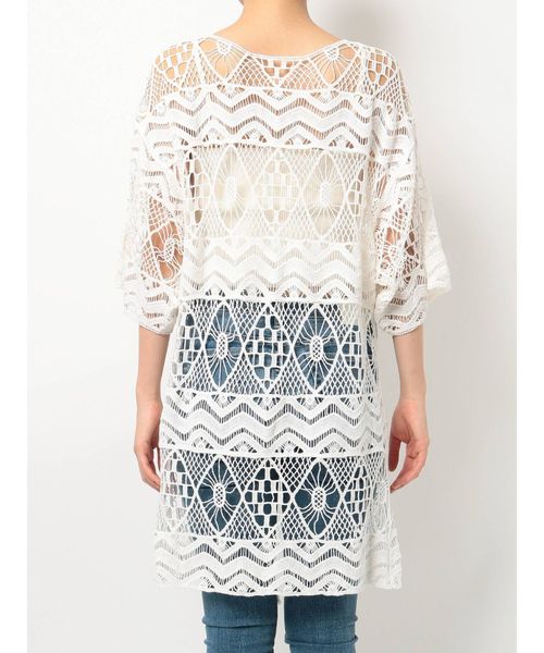 GYDA（ジェイダ）の「クロシェニットロングカーディガン（カーディガン/ボレロ・レディース・ベージュ/オフホワイト/ブラック・FREE）」の12枚目の写真