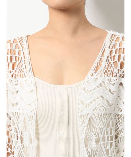 GYDA（ジェイダ）の「クロシェニットロングカーディガン（カーディガン/ボレロ・レディース・ベージュ/オフホワイト/ブラック・FREE）」の13枚目の写真