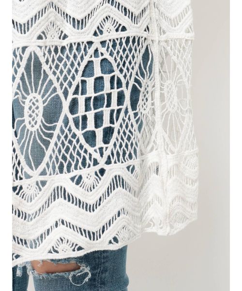 GYDA（ジェイダ）の「クロシェニットロングカーディガン（カーディガン/ボレロ・レディース・ベージュ/オフホワイト/ブラック・FREE）」の18枚目の写真