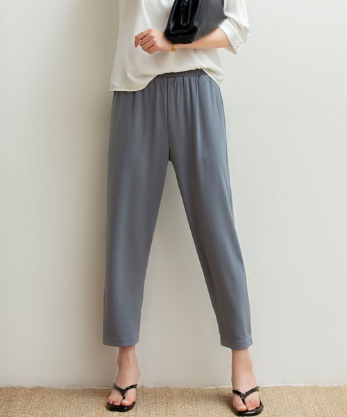 SAISON DE PAPILLON(セゾンドパピヨン)の「ロングシーズン対応クロップドパンツ(パンツ)」|ブルー