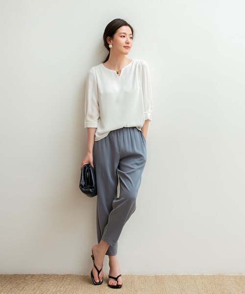 SAISON DE PAPILLON(セゾンドパピヨン)の「ロングシーズン対応クロップドパンツ(その他パンツ・レディース・ホワイト/ブラック/ブルー/グリーン/アイボリー/コーラル/ラベンダー/ベージュ/ライトグレー/ブルーグレー・S/M/L/XL)」の20枚目の写真