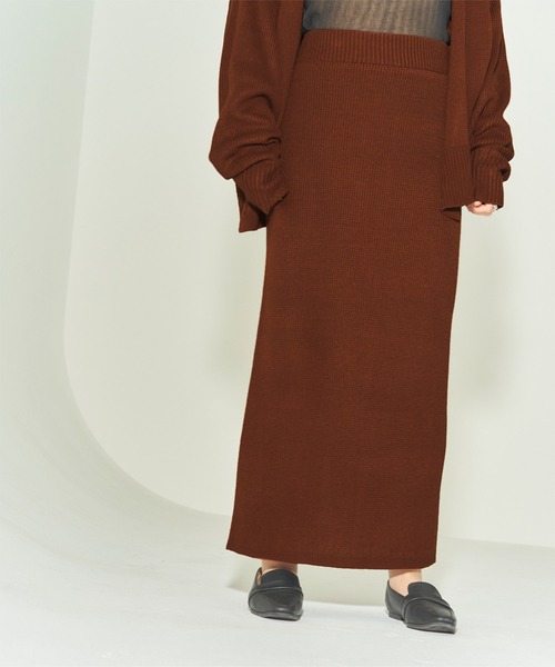 titivate(ティティベイト)の「前後2wayタイトロングニットスカート(スカート・レディース・杢グレー/ブラウン/ブラック/アイボリー/モカ・S/M/L)」の4枚目の写真