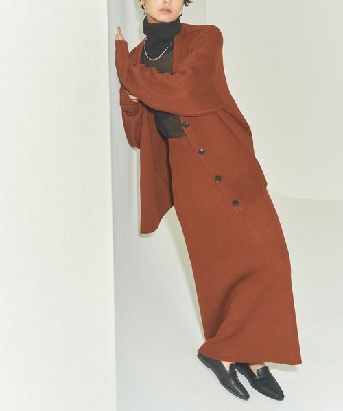 titivate(ティティベイト)の「前後2wayタイトロングニットスカート(スカート・レディース・杢グレー/ブラウン/ブラック/アイボリー/モカ・S/M/L)」の9枚目の写真