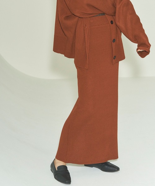 titivate(ティティベイト)の「前後2wayタイトロングニットスカート(スカート・レディース・杢グレー/ブラウン/ブラック/アイボリー/モカ・S/M/L)」の10枚目の写真