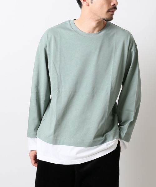 JOURNAL STANDARD(ジャーナルスタンダード)の「フェイクレイヤードL/S(Tシャツ/カットソー・メンズ・ブラック/ベージュ/ライトグリーン/タン/ダークブルー/スミクロ・SMALL/MEDIUM/LARGE)」の1枚目の写真