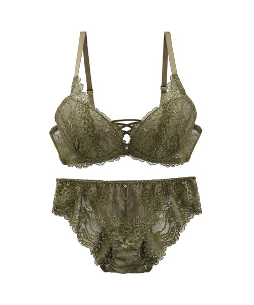 セール】新色ネイビー登場！『編み上げ風で谷間キープ』ブラジャー