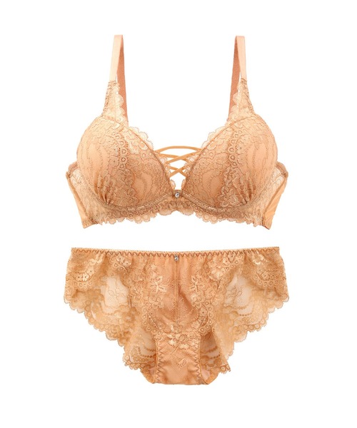 セール】新色ネイビー登場！『編み上げ風で谷間キープ』ブラジャー