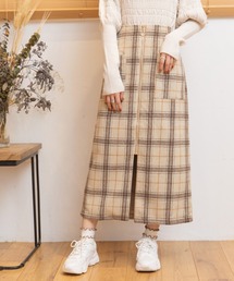 フロントZIPスリット入りペンシルスカート