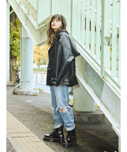 希少限定一点物⭐ゴールデングース✫本革 Love✩ペイント ライダース 44 黑 jouetie（ジュエティ）の「ドルマンBIGライダース（ライダース