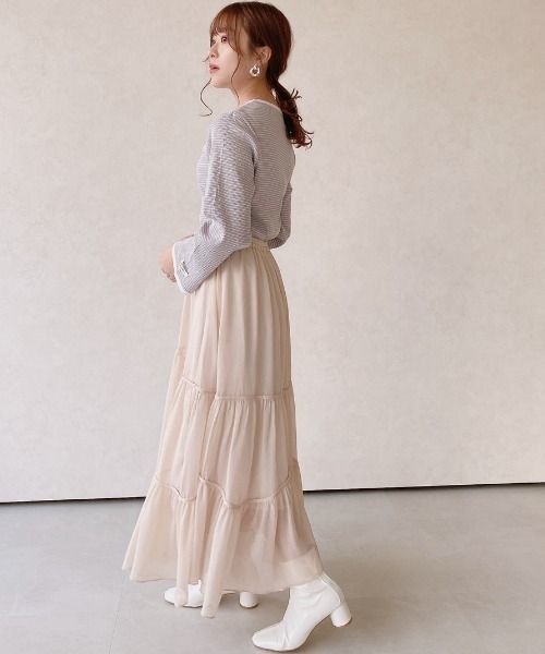 VANNIE U(ヴァニーユー)の「ボーダーリンガーT(Tシャツ/カットソー・レディース・ブラック/イエロー/ライトパープル・FREE)」の8枚目の写真