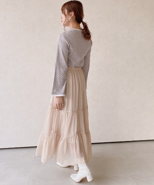 VANNIE U(ヴァニーユー)の「ボーダーリンガーT(Tシャツ/カットソー・レディース・ブラック/イエロー/ライトパープル・FREE)」の5枚目の写真