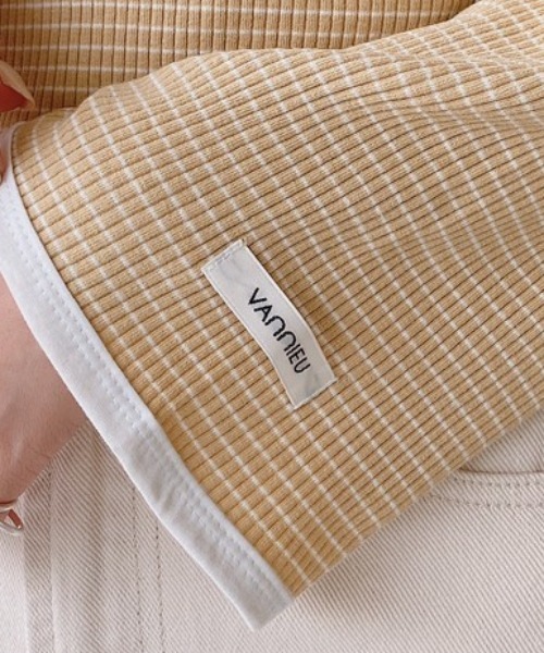 VANNIE U(ヴァニーユー)の「ボーダーリンガーT(Tシャツ/カットソー・レディース・ブラック/イエロー/ライトパープル・FREE)」の14枚目の写真