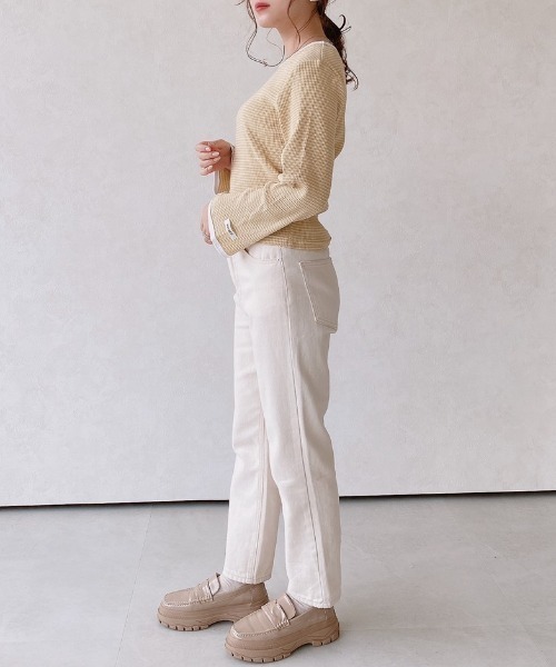 VANNIE U(ヴァニーユー)の「ボーダーリンガーT(Tシャツ/カットソー・レディース・ブラック/イエロー/ライトパープル・FREE)」の7枚目の写真