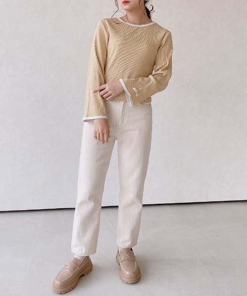 VANNIE U(ヴァニーユー)の「ボーダーリンガーT(Tシャツ/カットソー・レディース・ブラック/イエロー/ライトパープル・FREE)」の10枚目の写真