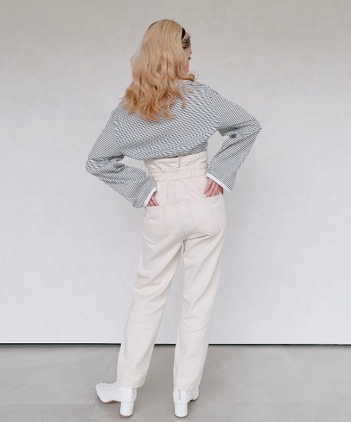 VANNIE U(ヴァニーユー)の「ボーダーリンガーT(Tシャツ/カットソー・レディース・ブラック/イエロー/ライトパープル・FREE)」の16枚目の写真