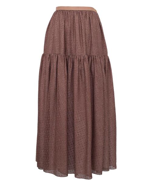 ドゥロワー Drawer シルクフレアスカート ティアード ドット柄 ブラウン Drawer - 【美品】 Drawer / ドゥロワー | シルクフラワー