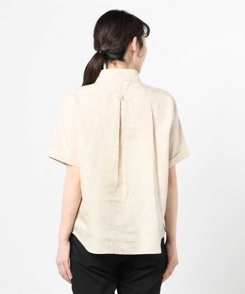 DANTON（ダントン）の「DANTON/ダントン　リネンプルオーバーショートスリーブ LINEN PULLOVER S/S　JD-3565KLS　(ウィメンズ）（シャツ/ブラウス・レディース・ホワイト/ベージュ/ネイビー・38/36）」の5枚目の写真
