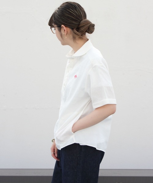 DANTON（ダントン）の「DANTON/ダントン　リネンプルオーバーショートスリーブ LINEN PULLOVER S/S　JD-3565KLS　(ウィメンズ）（シャツ/ブラウス・レディース・ホワイト/ベージュ/ネイビー・38/36）」の7枚目の写真
