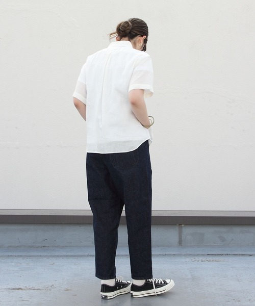 DANTON（ダントン）の「DANTON/ダントン　リネンプルオーバーショートスリーブ LINEN PULLOVER S/S　JD-3565KLS　(ウィメンズ）（シャツ/ブラウス・レディース・ホワイト/ベージュ/ネイビー・38/36）」の12枚目の写真