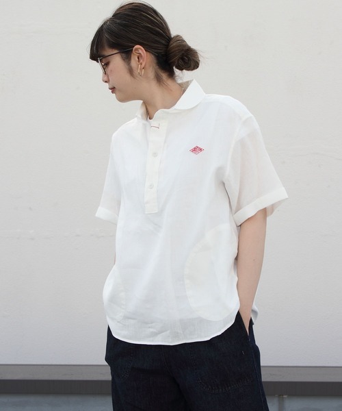 DANTON（ダントン）の「DANTON/ダントン　リネンプルオーバーショートスリーブ LINEN PULLOVER S/S　JD-3565KLS　(ウィメンズ）（シャツ/ブラウス・レディース・ホワイト/ベージュ/ネイビー・38/36）」の13枚目の写真