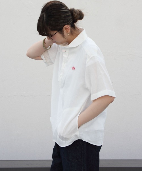 DANTON（ダントン）の「DANTON/ダントン　リネンプルオーバーショートスリーブ LINEN PULLOVER S/S　JD-3565KLS　(ウィメンズ）（シャツ/ブラウス・レディース・ホワイト/ベージュ/ネイビー・38/36）」の14枚目の写真