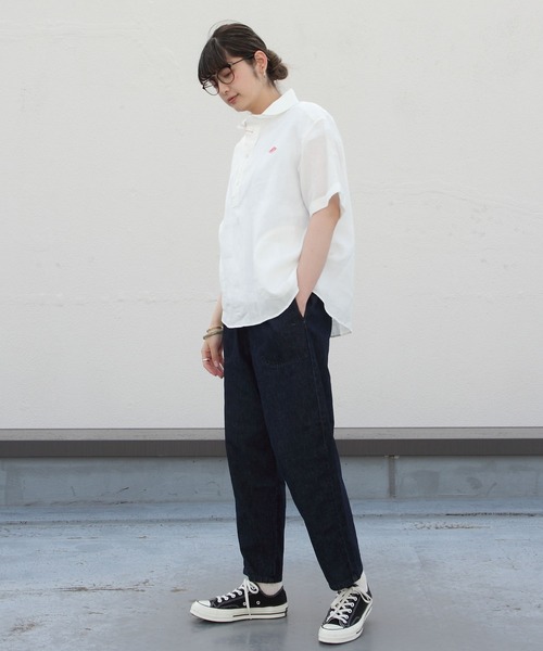 DANTON（ダントン）の「DANTON/ダントン　リネンプルオーバーショートスリーブ LINEN PULLOVER S/S　JD-3565KLS　(ウィメンズ）（シャツ/ブラウス・レディース・ホワイト/ベージュ/ネイビー・38/36）」の16枚目の写真