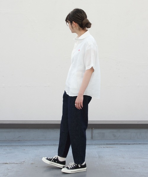 DANTON（ダントン）の「DANTON/ダントン　リネンプルオーバーショートスリーブ LINEN PULLOVER S/S　JD-3565KLS　(ウィメンズ）（シャツ/ブラウス・レディース・ホワイト/ベージュ/ネイビー・38/36）」の17枚目の写真