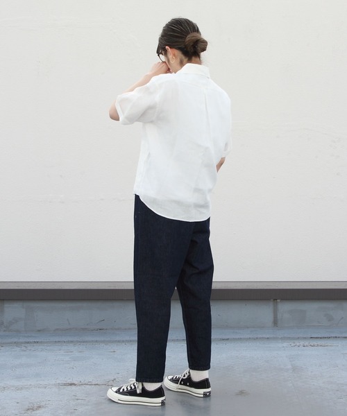 DANTON（ダントン）の「DANTON/ダントン　リネンプルオーバーショートスリーブ LINEN PULLOVER S/S　JD-3565KLS　(ウィメンズ）（シャツ/ブラウス・レディース・ホワイト/ベージュ/ネイビー・38/36）」の18枚目の写真