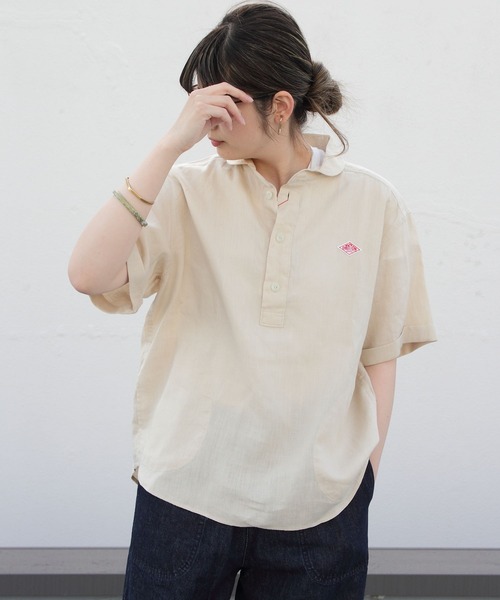 DANTON（ダントン）の「DANTON/ダントン　リネンプルオーバーショートスリーブ LINEN PULLOVER S/S　JD-3565KLS　(ウィメンズ）（シャツ/ブラウス・レディース・ホワイト/ベージュ/ネイビー・38/36）」の21枚目の写真