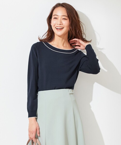 ANY SIS（エニィスィス）の「【洗える】ラインポイント ニット（ニット/セーター・レディース・ライトグリーン系/ネイビー系/ライトイエロー系/ライラック系・4）」の3枚目の写真