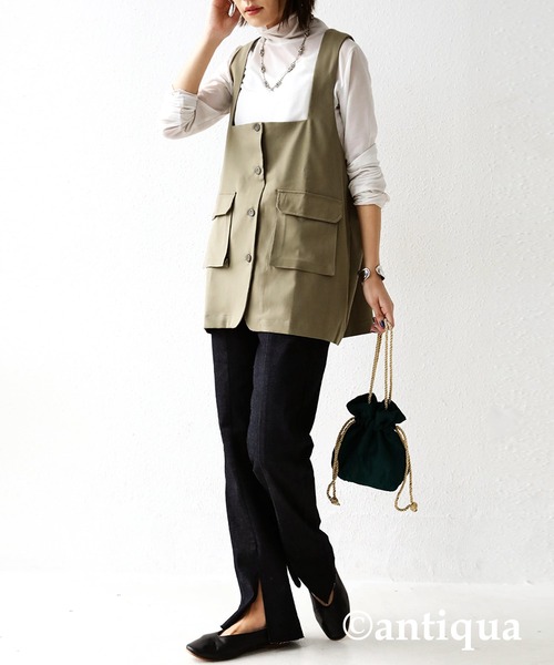 antiqua（アンティカ）の「幅広く大活躍！ワークベスト（ベスト・レディース・ブラック/グリーン系その他・FREE）」の8枚目の写真
